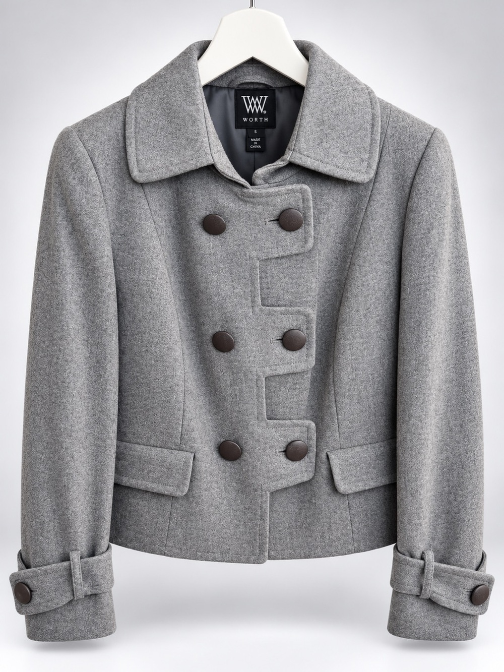 Worth Gray Double-Breasted Wool-Blend Peacoat